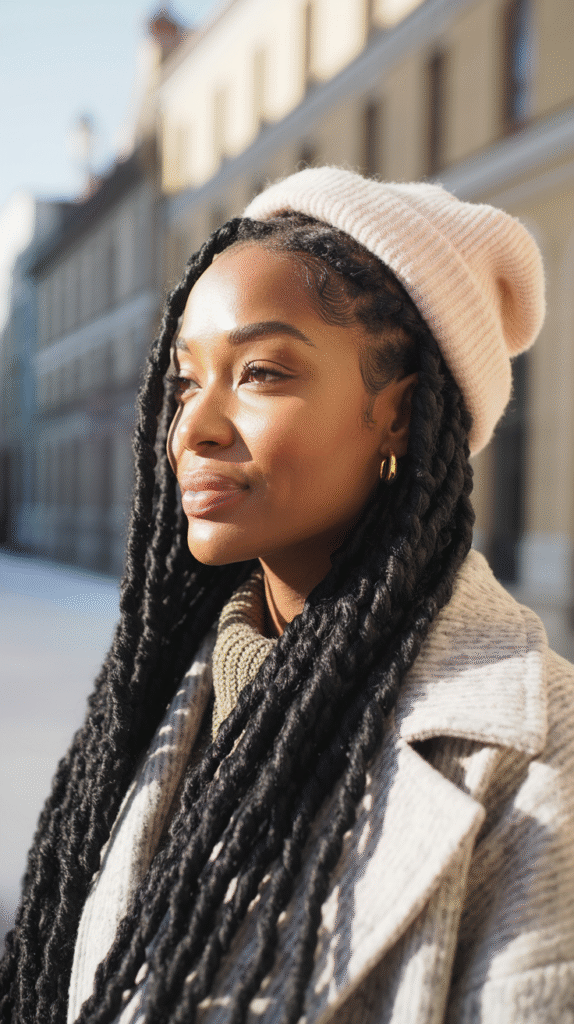 22 Beanie Hairstyles for Black Women 19 Beanie Over Senegalese Twists