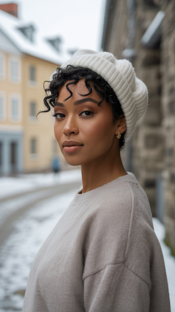 22 Beanie Hairstyles for Black Women 21 Beanie Over Short Natural Hair