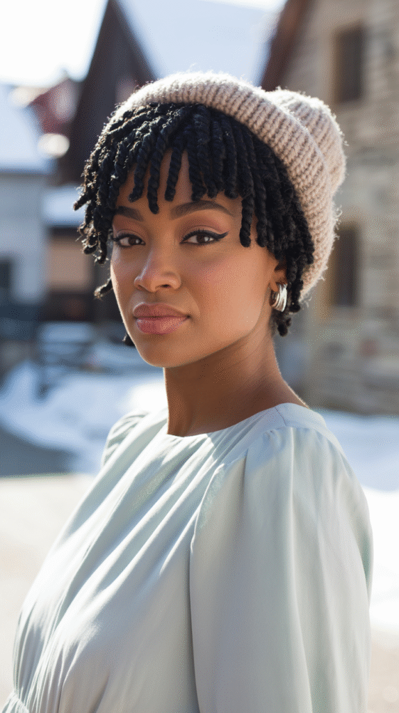 22 Beanie Hairstyles for Black Women 22 Beanie Over Short Two Strand Twists