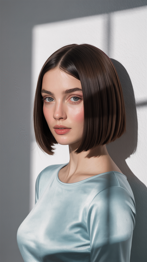 24 Gorgeous Straight Hairstyles 4 Blunt Bob with Sleek Finish