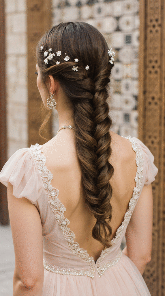 23 Formal Hairstyles for Long Hair 17 Boho Inspired Braided Half Updo