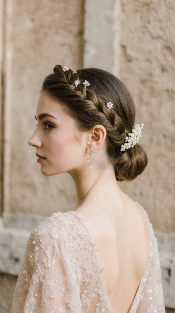 23 Formal Hairstyles for Long Hair 21 Braided Crown with Low Bun