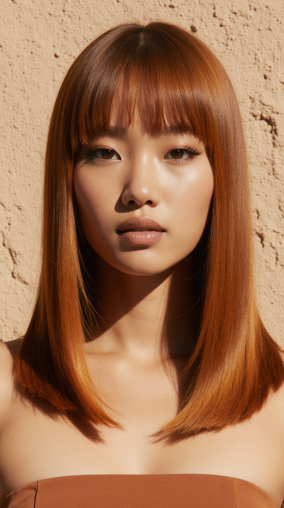 22 Flattering Hair Color Ideas for Brown Skin 23 Bright Copper Straight Locks