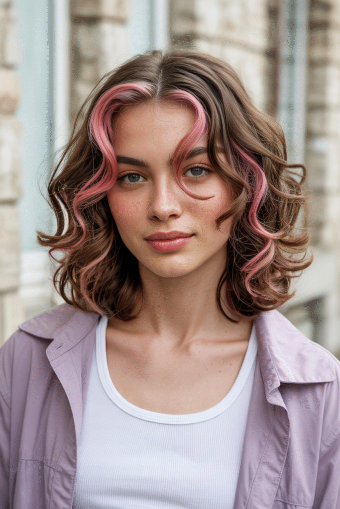 16 Pretty Pink Highlights in Brown Hair 15 Brown Hair with Subtle Pink Accents
