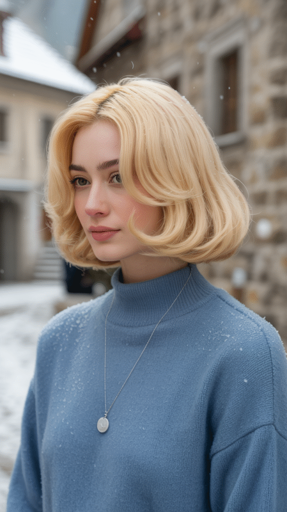 22 Winter Highlights for Blondes 15 Buttery Blonde Bob with Lowlights