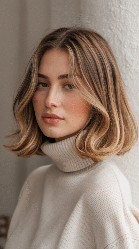 22 Winter Highlights for Blondes 13 Caramel Blonde Highlights Bob