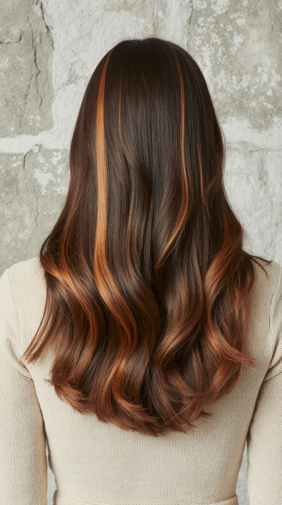 19 Winter Highlights for Brown Hair 20 Chocolate Brown with Copper Streaks
