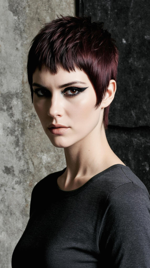 36+ Vampire Hairstyles for Women 1 Choppy Pixie Cut