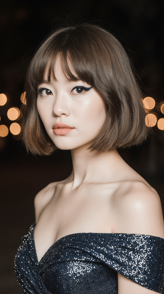 23 New Year’s Hairstyles for Short Hair 19 Classic Bob with Full Fringe