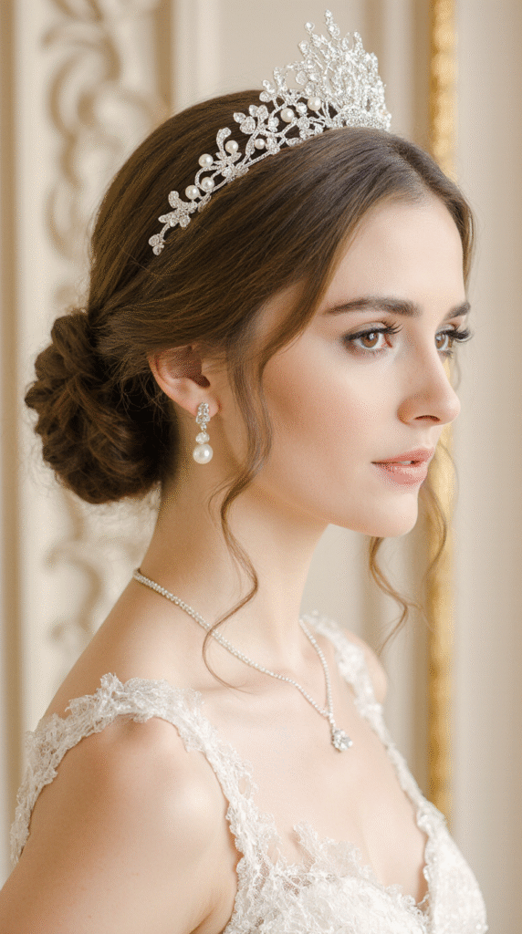 15 Dreamy Princess Hairstyles 2 Classic Chignon with Tiara 1