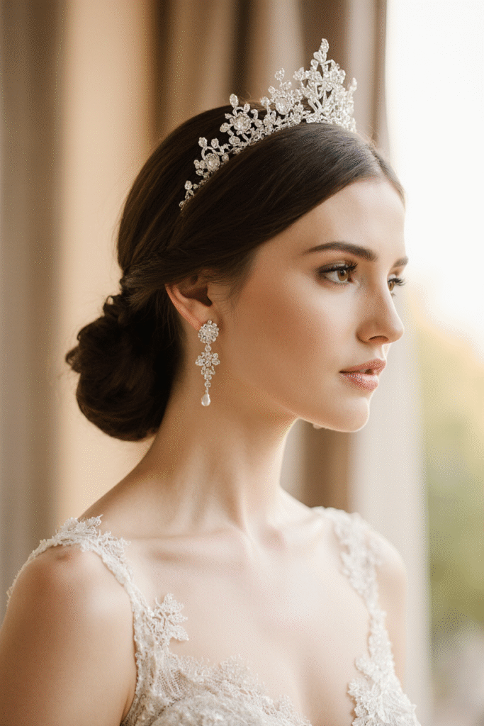 25 Dreamy Princess Hairstyles 1 Classic Chignon with Tiara