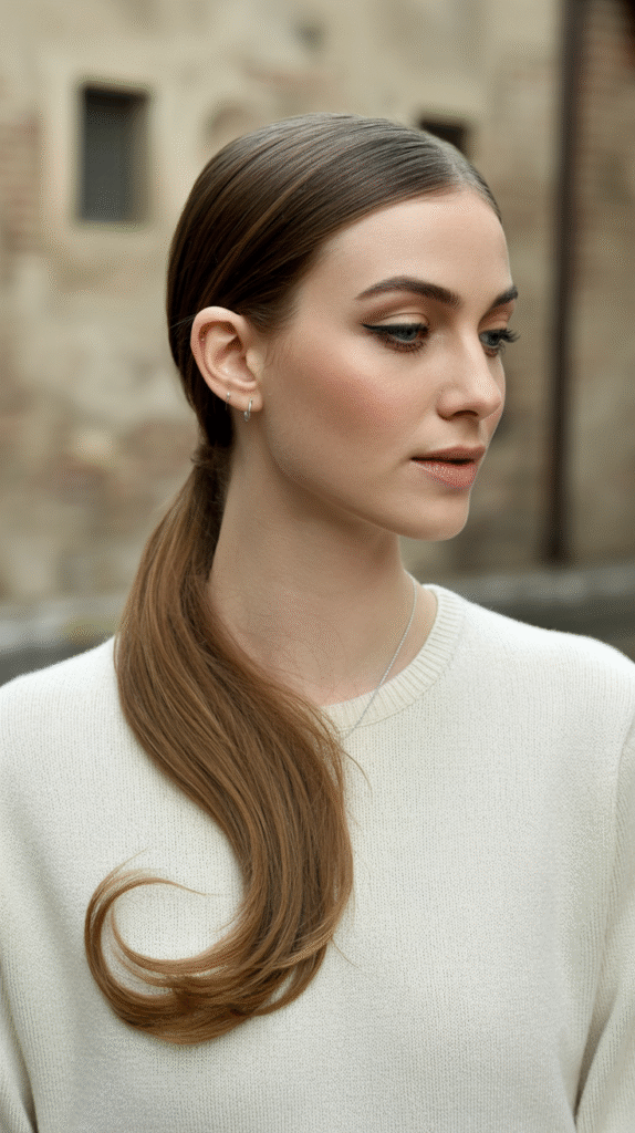 21 Sleek Ponytail Hairstyles 9 Classy S Shaped Sleek Ponytail