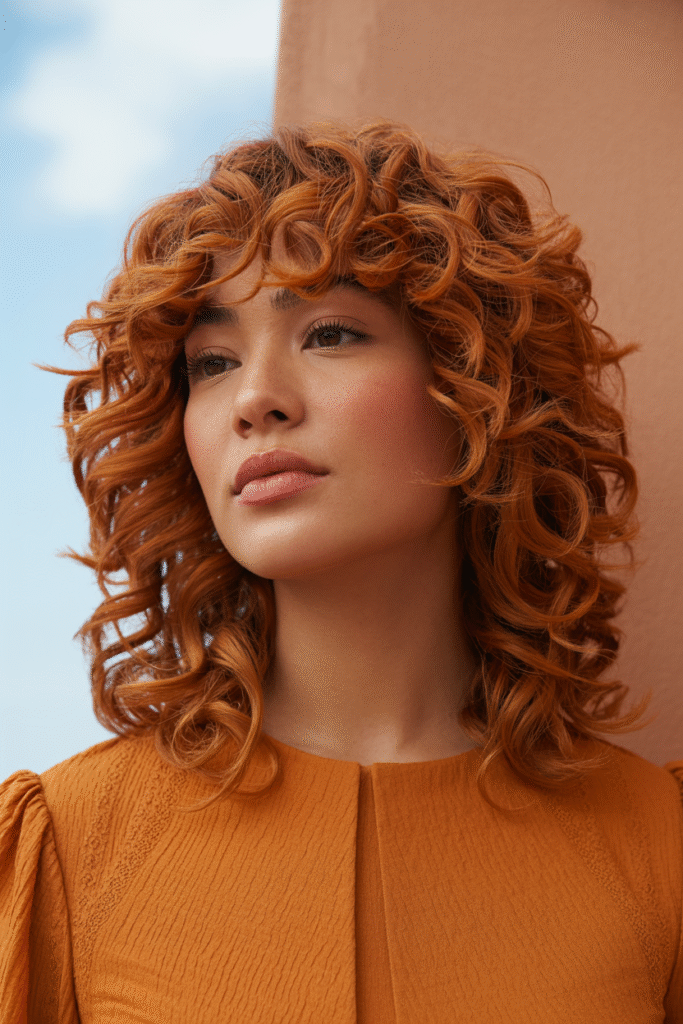 22 Flattering Hair Color Ideas for Brown Skin 19 Copper Curls with Full Volume