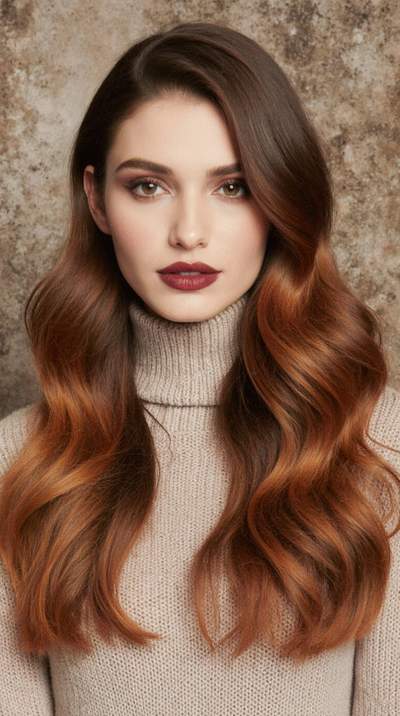 19 Winter Highlights for Brown Hair 9 Copper Waves with Auburn Undertones