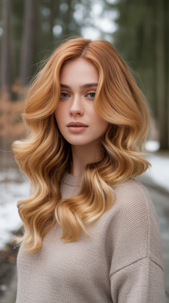 17 Red Copper Balayage Ideas 12 Creamy Copper Balayage with Blonde Highlights