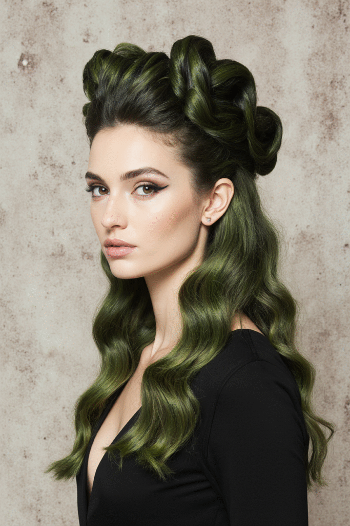 17 Medusa Hair Ideas 14 Crimped Forest Green Waves