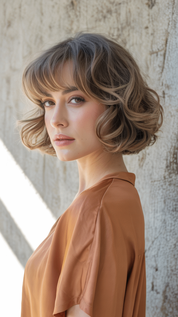 15 Chic Bob Hairstyles with Bangs 6 Curled Bob with Feathered Bangs