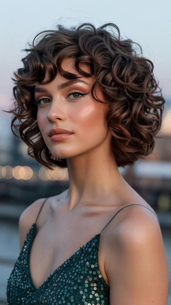 23 New Year’s Hairstyles for Short Hair 14 Curly Bob with Fringe