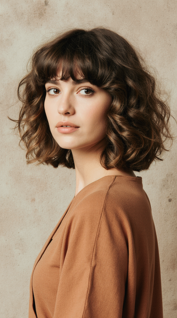 15 Chic Bob Hairstyles with Bangs 10 Curly Bob with Shaggy Bangs