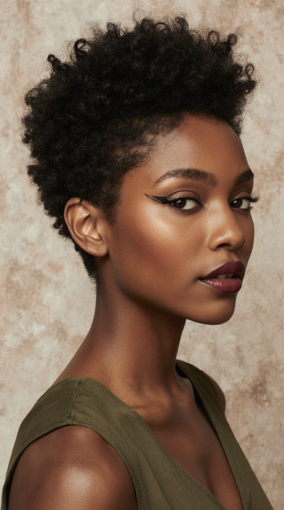 15 Trendy Pixie Hairstyles for Black Women 6 Curly Pixie with Tapered Sides 2
