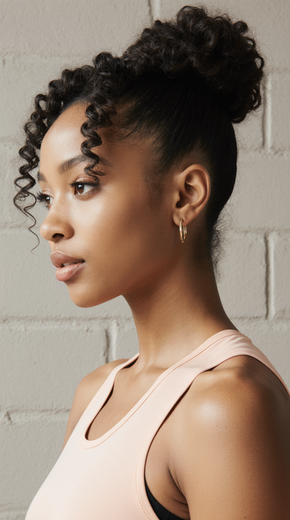 30 Top Basketball Hairstyles 11 Curly Top Bun