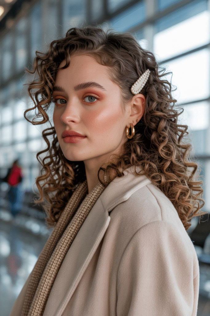 17 Airport Hairstyles for Curly Hair 4 Cute Short Half Up Half Down
