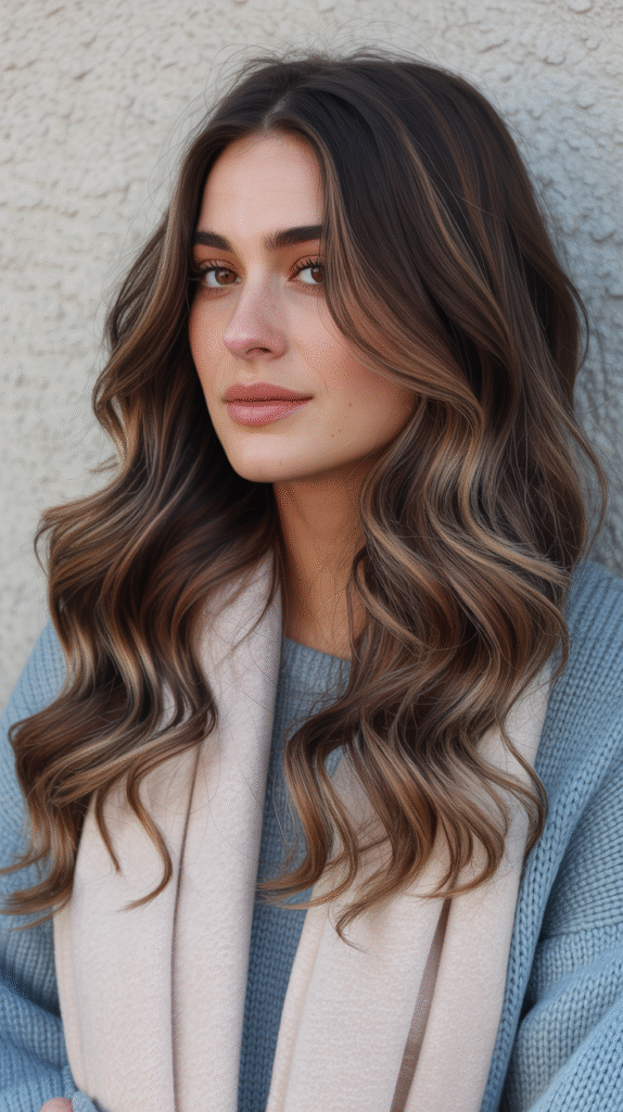 17 Dark Caramel Balayage Ideas: 14 Dark Caramel Balayage on Textured Waves