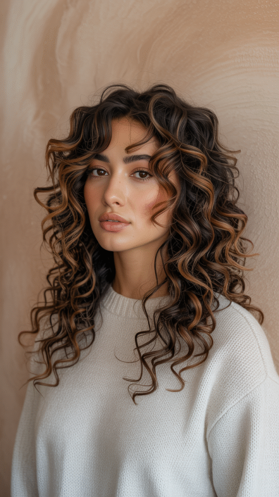 17 Dark Caramel Balayage Ideas: 8 Dark Caramel Balayage on Tight Curls