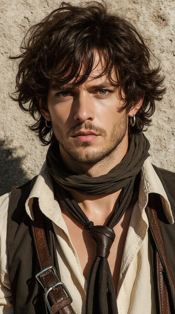 22 Pirate Hairstyles for Men 19 Dark Dreadlocks with Dirty Blonde Highlights Adorned with Beads and Trinkets 2