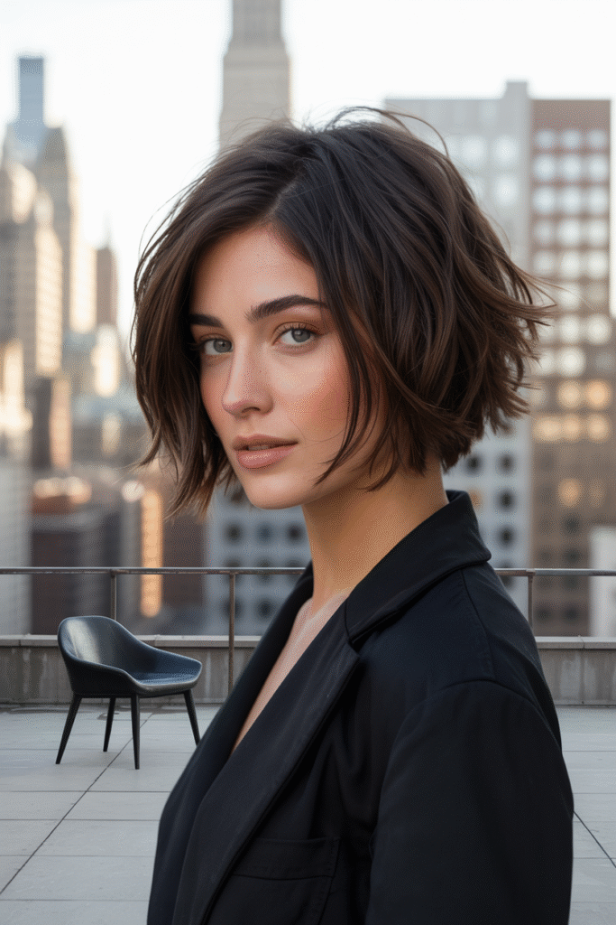 20 Volumizing Choppy Bob Hairstyles for Fine Hair 5 Dark Textured Bob with Slight Inversion