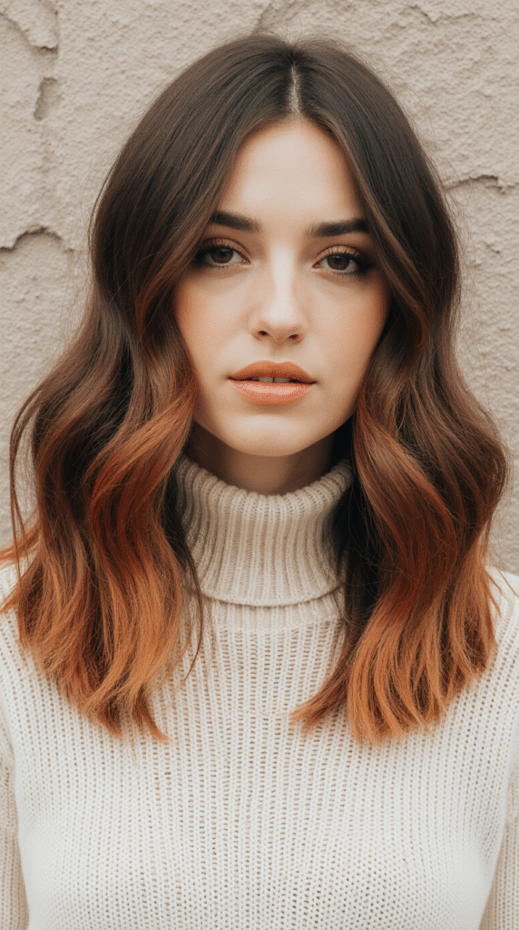 19 Winter Highlights for Brown Hair 13 Deep Copper Ombre