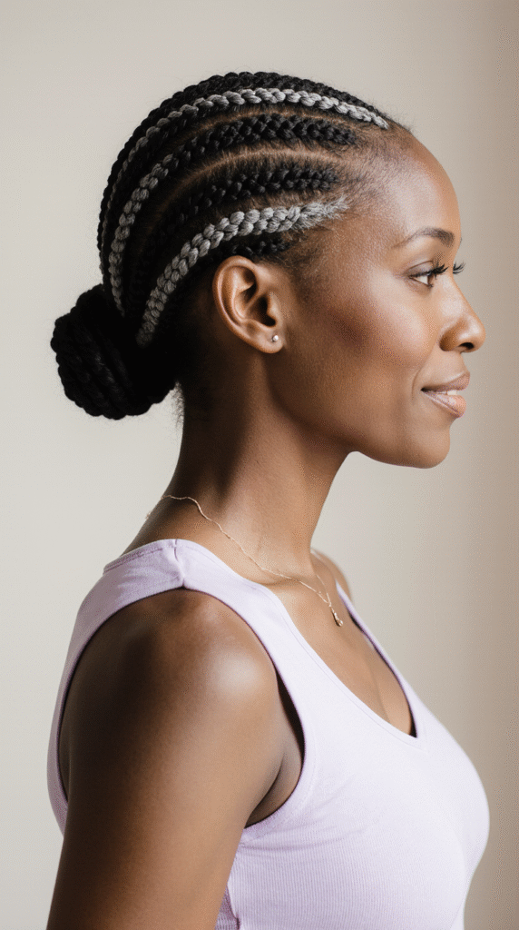 Defined Feed In Braids with Gray Accents