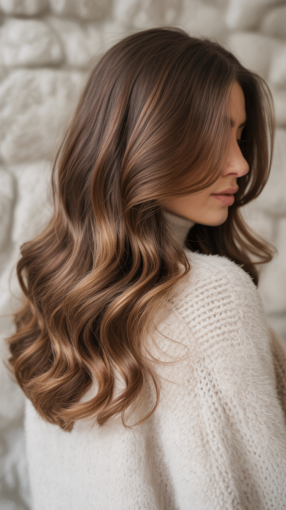24 Winter Balayage Ideas for Brunettes 4 Dimensional Brunette Balayage with Warm Highlights