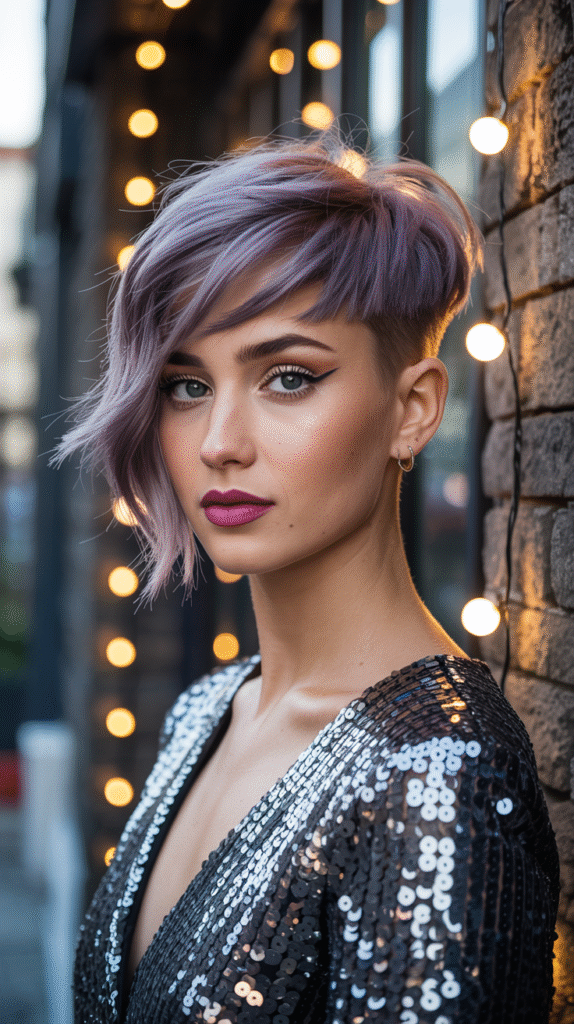 23 New Year’s Hairstyles for Short Hair 16 Edgy Pixie Cut with Long Bangs