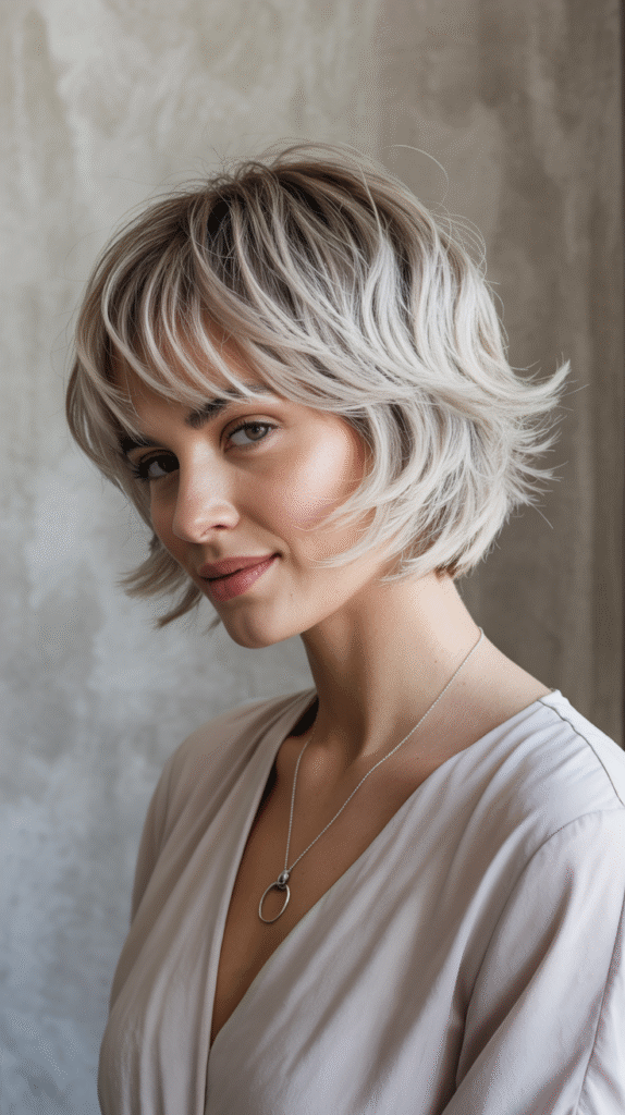 15 Chic Bob Hairstyles with Bangs 7 Feathered Bob with Soft Layers