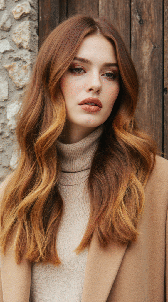 17 Dark Caramel Balayage Ideas: 7 Fiery Red Waves with Caramel Balayage
