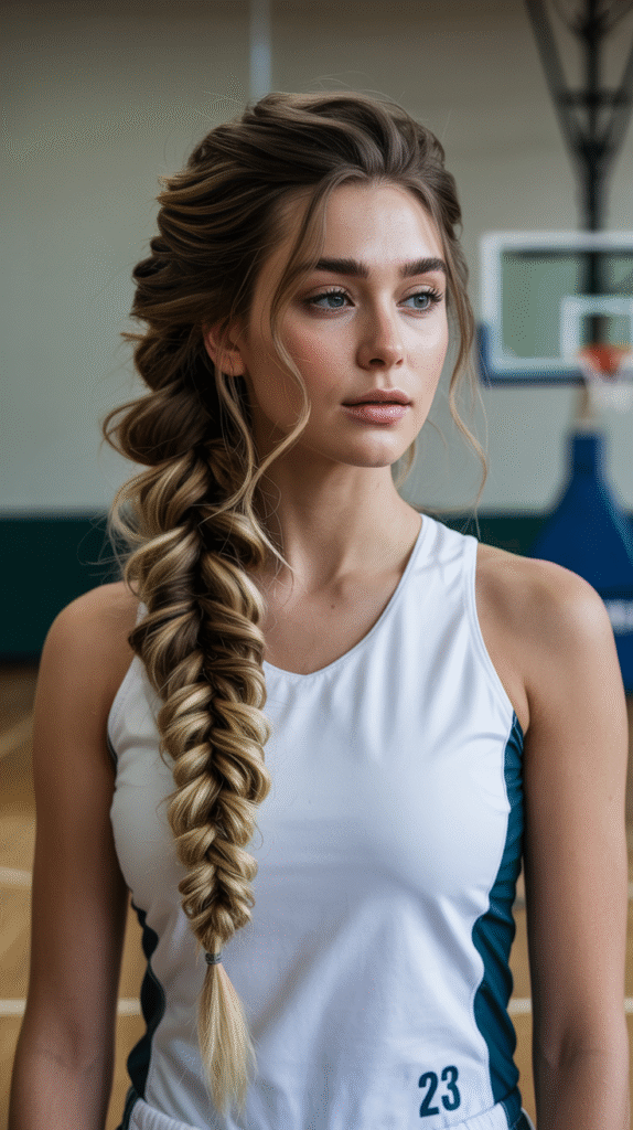 30 Top Basketball Hairstyles 26 Fishtail Braid with Voluminous Texture