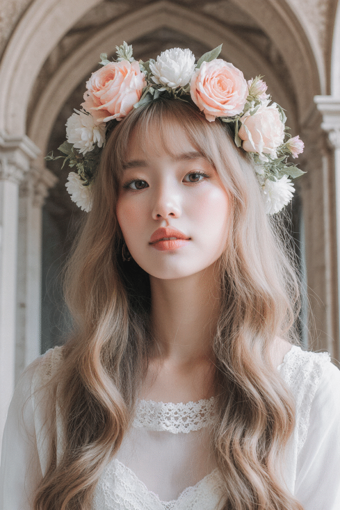 19 Fairy Hairstyles 13 Flower Crown Fairy with Soft Waves