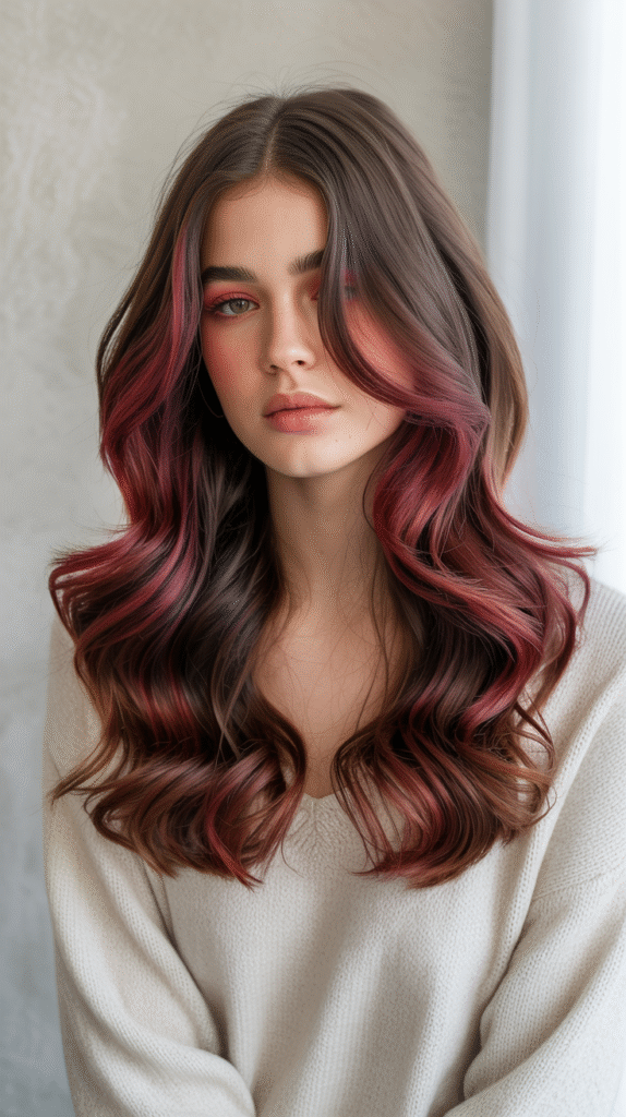 17 Cherry Cola Balayage Ideas 17 Glossy Waves with Cherry Cola Highlights