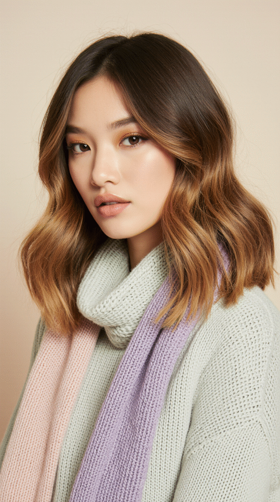 17 Dark Caramel Balayage Ideas: 17 Golden Caramel Balayage on Wavy Bob