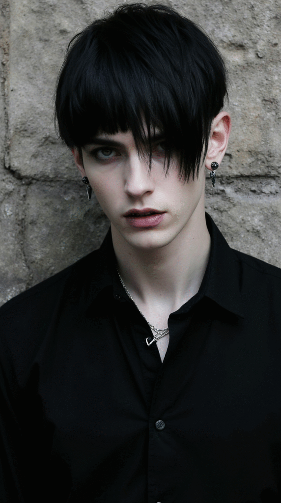 Goth Inspired Short Straight Hair with Side Bangs