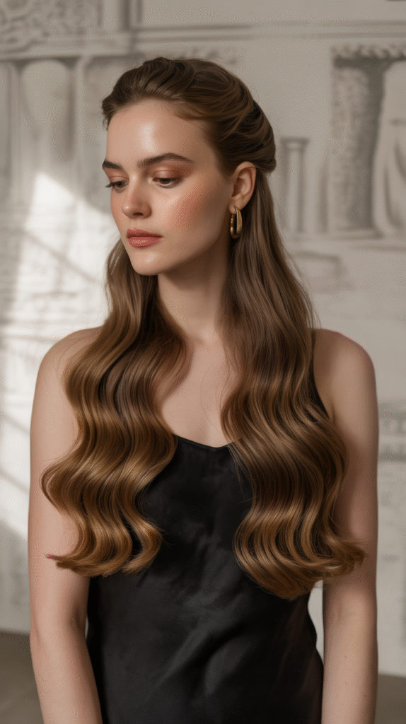 23 Formal Hairstyles for Long Hair 16 Half Up Twisted Waves