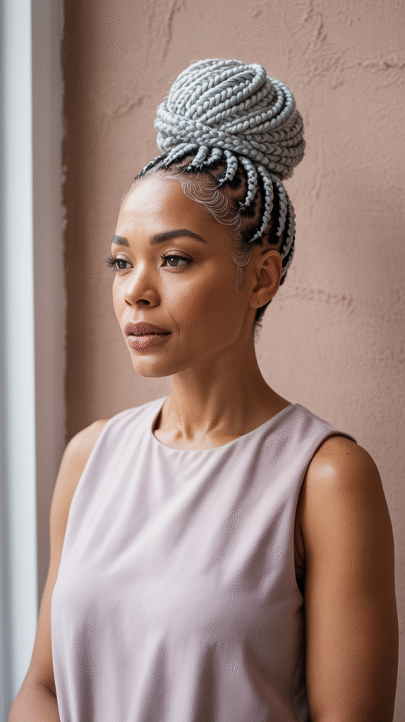 High Bun with Gray Accents 1