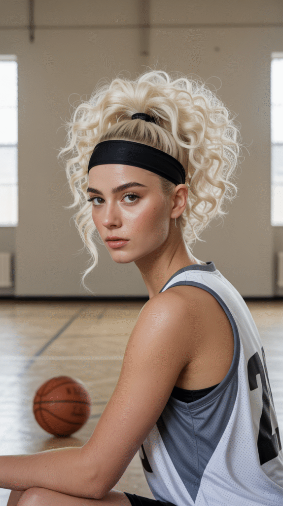 30 Top Basketball Hairstyles 19 High Curly Puffy Ponytail