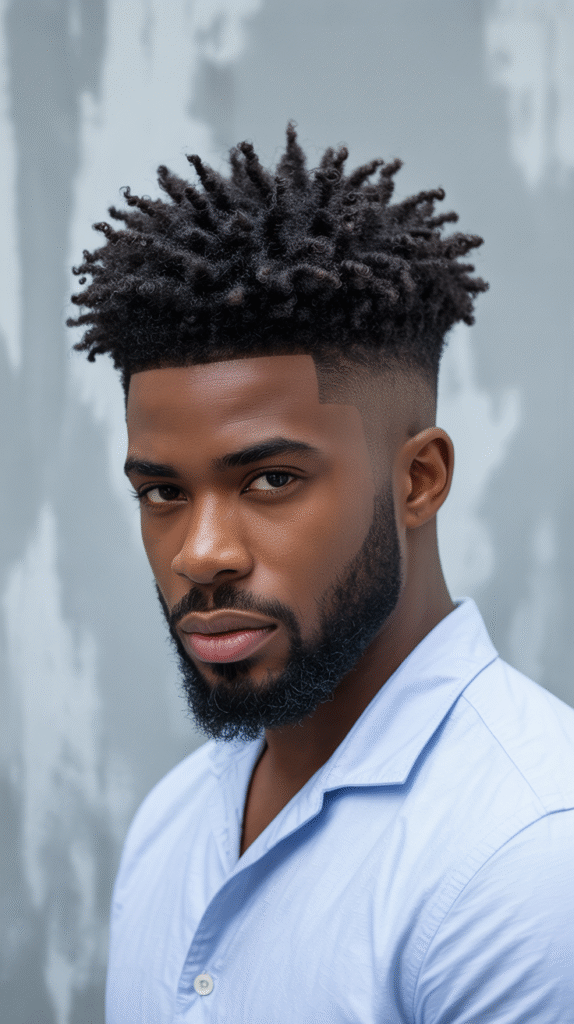 18 Curly Hairstyles for Men with Fade 4 High Fade with Textured Curls