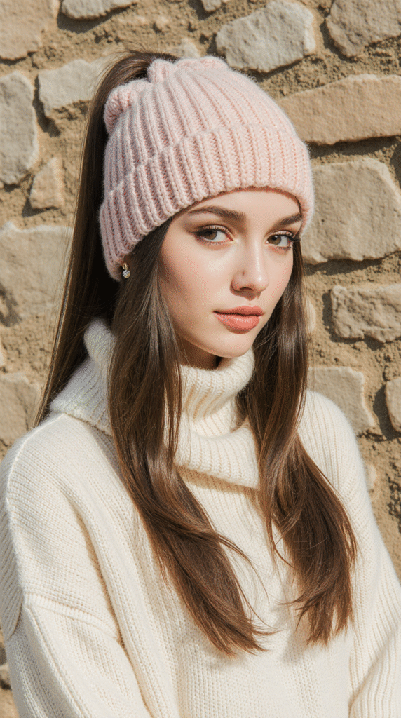 25 Mastering Beanie Hairstyles 20 High Ponytail through a Ponytail Beanie