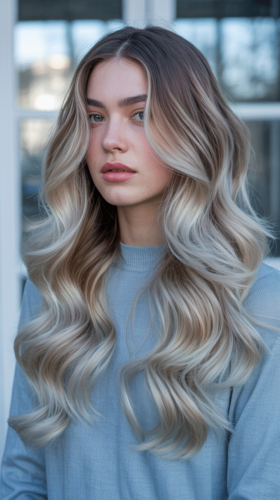 Icy Ombre Balayage with Waves