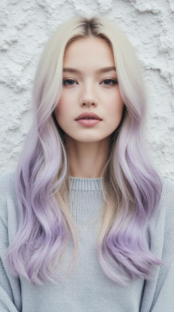 22 Winter Highlights for Blondes 23 Lavender Ombre on Platinum Blonde