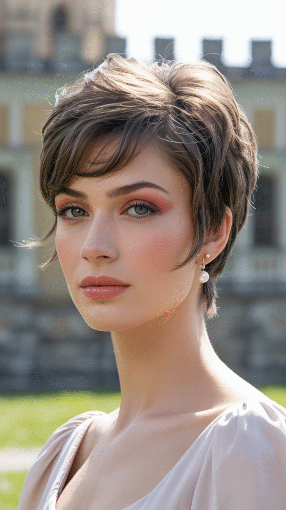 29 Formal Hairstyles for Short Hair 17 Layered Tousled Pixie with Side Swept Bangs