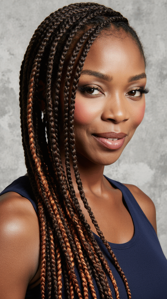 Long Braids with Auburn Highlights